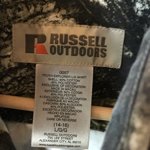 Russell Outdoors hunting shacket youth explorer camo long sleeve L 14/16 - Picture 7 of 7